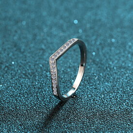 シルバー925 ジュエリー レディース Vカットリング 女性 アクセサリー モアサナイト 指輪 人工ダイヤモンド ラウンド サイズ選択可能 0.14カラット 9-20号 ユニック 煌めく バレンタインデー 贈り物 誕生日 サプライズ 女性先輩 エタニティリング AZ065J13F