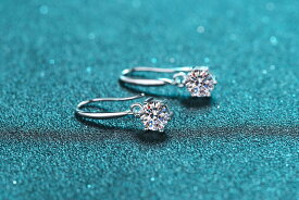 モアサナイト モアッサナイト 1Carat×2 プチプラ ピアス 人工ダイヤモンド 両耳用 レディース 6本爪 シルバー925 シルバー 大人気 スタッド ラウンド 中粒 一粒 定番 シンプル 上品 大人 通勤