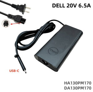 Vi DELL 20V 6.5A f HA130PM170 DA130PM170 ACA_v^[5V/9V/15V/20V-1A/6.5AΉ USB-C [d 2-in-1 XPS 17 9700 9710 5750, Precision 5760 XPS 15 9500 9510 9575, 5530 2-in-1 PCd PSEKi dP[u Thunderbolt 3 }