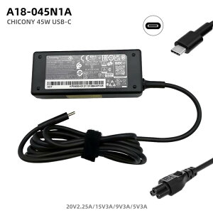 Vi CHICONY 20V2.25A/15V3A/9V3A/5V3A Acer Chromebook Steam Deck X`[fbN OLED ChromebookΉ 45W ACA_v^[USB-C RlN^ A18-045N1A A16-045N1A TPN-CA01Ή TYPE-C p\Rd PCd dP[u 
