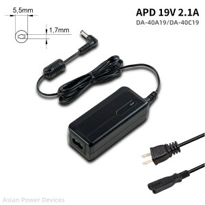 純正新品 APD DA-40A19 DA-40C19 19V 2.1A 40W ACアダプター For Acer G206HL G226HL LCDモニター対応 パワーサプライ チャージャー ADP-40KD BB ADPC1940 DELTA ADP-40PH BB 互換対応 充電器 パソコン電源 PC電源供給 コネ