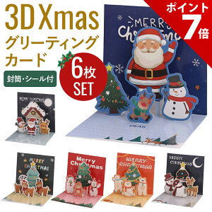 【P+7倍&10%OFFクーポン配布中】【6種セット】クリスマス カード セット メッセージカード グリーディングカード クリスマスカード christmas ギフト ギフトカード 大量 Xmas ラッピング かわいい