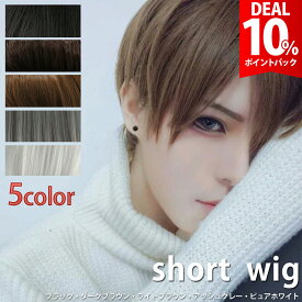 【DEAL10%還元】【楽天1位獲得】ウィッグ 男性 男装 コスプレ かつら メンズ ショート 自然 リアル カツラ フルウィッグ ミディショート レディース 鬘 黒 茶 ブラック ブラウン アッシュグレー ホワイト ウィッグネット付き【全国送料無料】