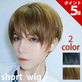 【マラソン限定★P+5倍！】【10%OFFクーポン配布中】ウィッグ 男装 男性 コスプレ かつら メンズ ショート 自然 カツラ フルウィッグ ミディショート レディース 鬘 黒 茶 ブラック ブラウン ウィッグネット付き