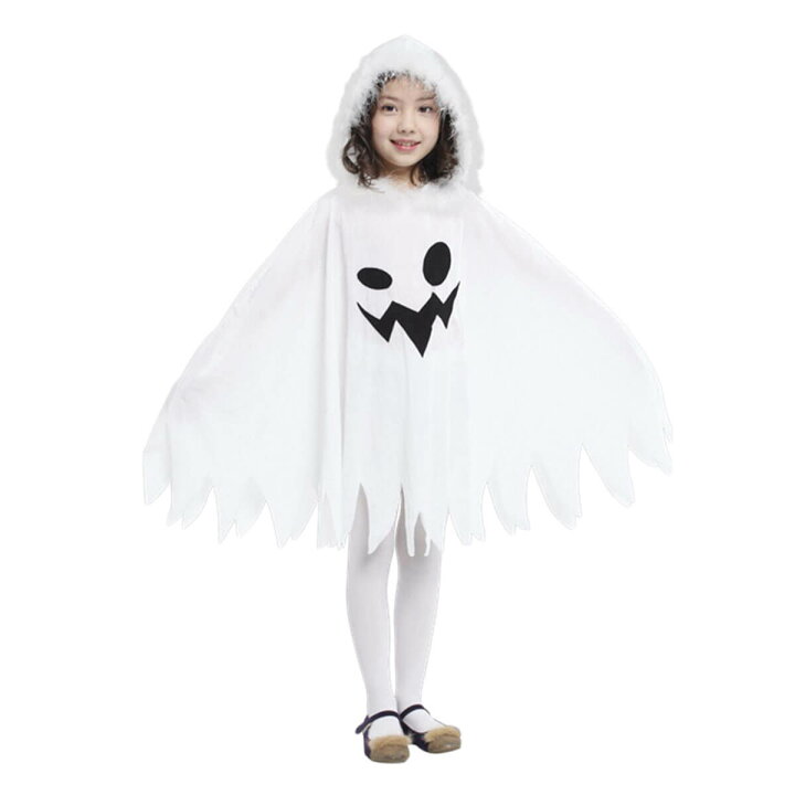 楽天市場 ハロウィン 仮装 女の子 おばけ ポンチョ かわいい 子供 ゴースト コスプレ 衣装 ワンピース 幽霊 いいひ 楽天市場店