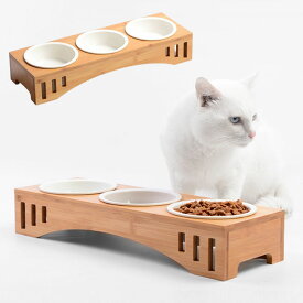 猫 食器 3匹 多頭 フードボウル 陶器 多頭飼い ペット 猫用 餌入れ 水飲み 水入れ 皿 セラミック ねこ 水 えさ 入れ ボウル スタンド 子猫 食器台 セット