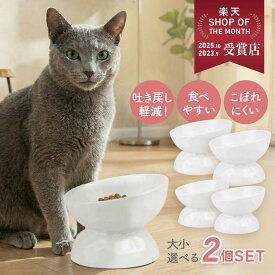 【2個セット】猫 犬 食器 食べやすい 猫用 フード ボウル 陶器 高さ ネコ 食器台 エサ入れ 斜め ねこ 餌 皿 餌入れ 台