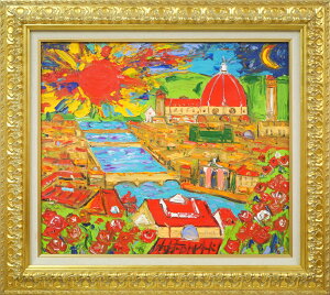 鈴木 マサハル「FIRENZE(イタリア・フィレンツェ)」油絵・F10号 全国百貨店個展多数 厚塗り 色彩鮮やか 小竹美術 真作保証