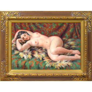 都竹 伸政「毛皮と裸婦」油絵・仏P10号 第一美術常任委員 百貨店個展多数 師:藤田嗣治 小竹美術 真作保証