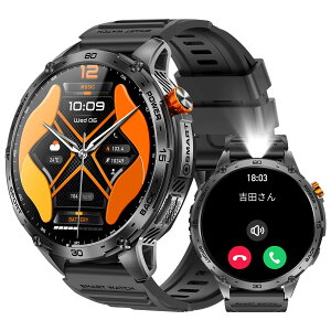 2025初売り スマートウォッチ 軍用規格 1.75インチ大画面 メンズ 丸型 通話機能付き Bluetooth5.3 懐中電灯 日本製 着信/LINEなどの通知 アンドロイド対応 音声アシスタント スポーツウォッチ 110+運