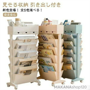 【楽天スーパーSALE!一週間限定10%OFF!】新色登場!全5色 マガジンラック デスクラック スリム 教科書収納 書類収納ワゴン ファイルワゴン キャスター付き 360度回転 引き出し付き 本棚