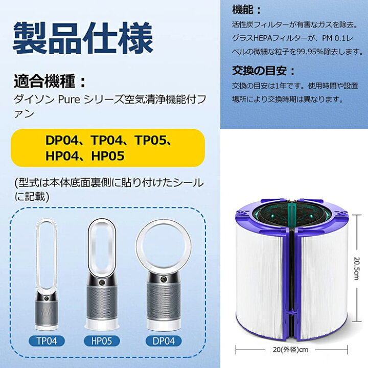 楽天市場】ダイソン 互換性のあるフィルター Dyson HP04フィルター 