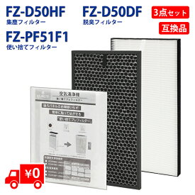 FZ-D50HF FZ-D50DF FZ-PF51F1 フィルターセット　シャープ　加湿空気清浄機対応 集じんフィルター　 HEPAフィルター FZ-D50HF（1枚）　脱臭フィルター　FZ-D50DF（1枚） 使い捨てフィルター FZ-PF51F1（6枚入） 互換品