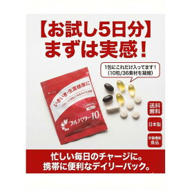 コエンザイムQ10 アスタキサンチン イチョウ葉 フコイダン レスベラトロール 栄養機能食品 【フルパワー10 5袋入】 5日分 サプリ マルチビタミン ミネラル DHA EPA 亜鉛 鉄分 国産　送料無料　日本製　アルミ個包装　ワンパック