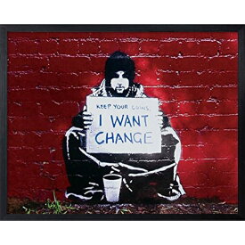 アートフレーム　バンクシー Banksy I Want Change インテリアアート 絵画 ポスター おしゃれ　モノトーン　壁掛け　私は変化が欲しい