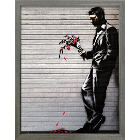 アートフレーム　バンクシー Banksy Wither インテリアアート 絵画 ポスター おしゃれ　モノトーン　壁掛け　花を持ってたたずむ男