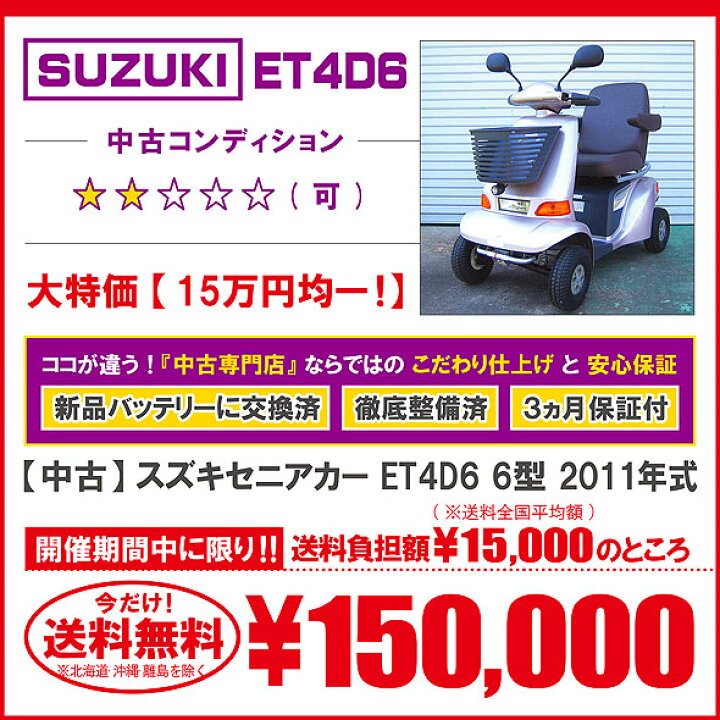 楽天市場】【送料無料】【3ヵ月保証付】中古 スズキセニアカー ET4D6 6 
