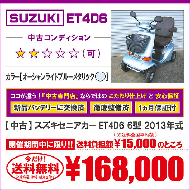 楽天市場】【送料無料】【1ヵ月保証付】中古 スズキセニアカー ET4D6 6 