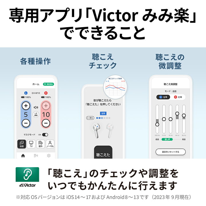 楽天市場】Victor ビクター 集音器 完全ワイヤレスイヤホン型 EH-W10 