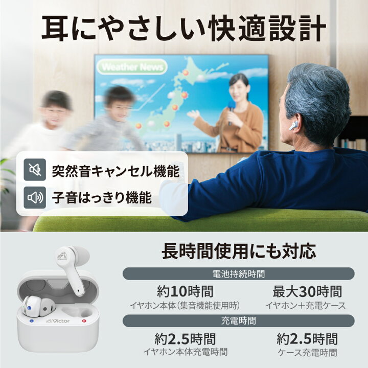 楽天市場】Victor ビクター 集音器 完全ワイヤレスイヤホン型 EH-W10 