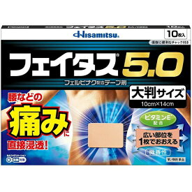 【第2類医薬品】【本日楽天ポイント4倍相当】久光製薬株式会社　フェイタス5.0(10cm×14cm)大判サイズ［10枚入］＜フェルビナク配合テープ剤＞＜腰などの痛みに＞【セルフメディケーション対象】【北海道・沖縄は別途送料必要】【CPT】