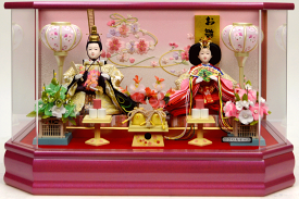 【ひな人形】親王ケース飾り【北寿】173-KT-251 愛里※アクリルケースなので軽くて安心！※オルゴール写真立て・モーセン付きひな祭りが華やかになります。