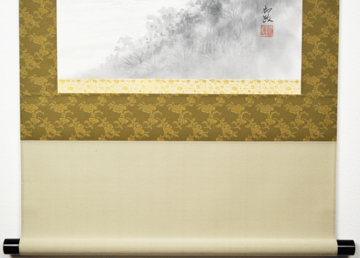 楽天市場】山水 掛け軸尺五立『水墨山水』豊東 初政（とよひがし はつ