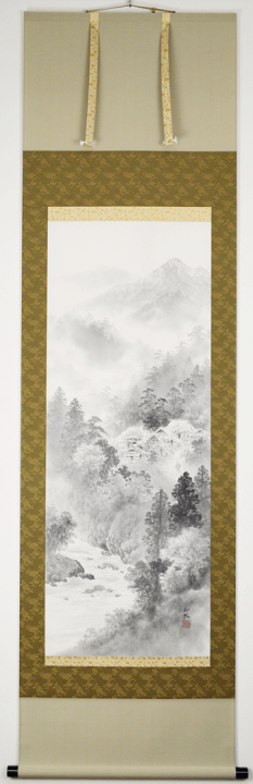 楽天市場】山水 掛け軸尺五立『水墨山水』豊東 初政（とよひがし はつ