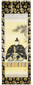 【天神様】 天神様 掛け軸尺八立『菅原道真公』山本 玲風(やまもと れいふう)画伯※京金襴・本丸表装 TF-142※風鎮・矢筈付き