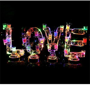 テキーラ観覧車 LED 酒ボトルの表示棚 ワインラッ 酒グラス収納ラック,グラスホルダー 酒カップホルダー 酒グラススタンド カクテルグラスホルダー USB充電式 KTV ナイトクラブ、居酒屋、誕