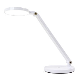 GUANYA LED デスクライト タッチセンサー 円形セード 無段階調光 1200Lux 6W 多角度アーム＆セード可動 ホワイト