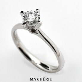 MA CHERIE マシェリ 天然 ダイヤモンド リング 指輪 K18 WG Au750 / 0.157ct / SI H / 10号 2.16g 白金 ホワイト・ゴールド カラット グレード ハート ブリリアント