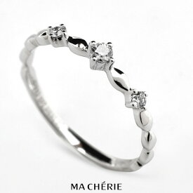 MA CHERIE マシェリ 天然 ダイヤモンド リング 指輪 K18 WG Au750 / 0.101ct / 14号 1.28g 白金 ホワイトゴールド カラット グレード 細め