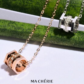 天然 ダイヤモンド ネックレス レディース ホワイトゴールド ピンクゴールド ネックレス ダイヤモンド / MA CHERIE マシェリ K18 Au750 / 0.036ct
