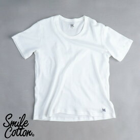 smile cotton 高級 高品質 プレミアム 無地 Tシャツ 白 ホワイト 無地 Tシャツ Uネック Tシャツ S/M/L ホワイト ユニセックス . 極上カシミアタッチ 無撚糸 ムカラ刺繍 敏感肌 シャツ スマイルコットン