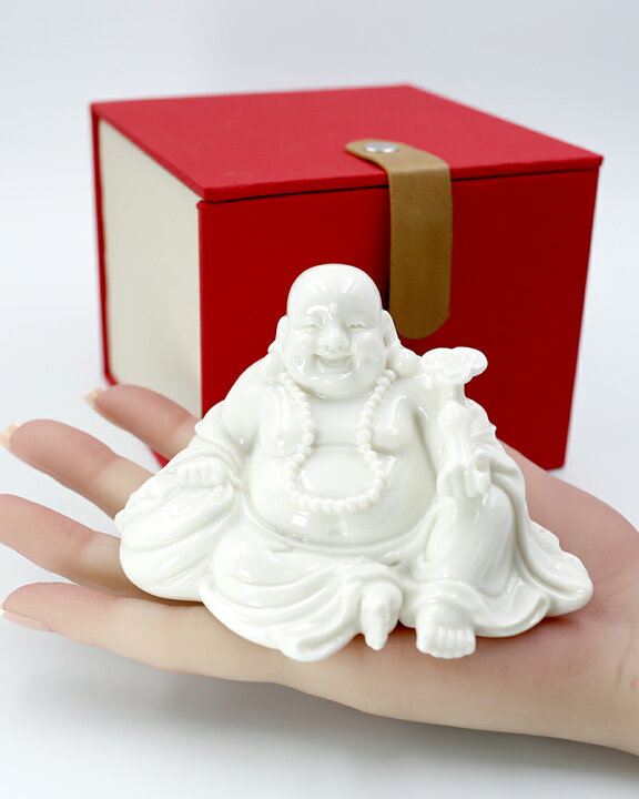 楽天市場】白磁 七福神布袋様 布袋様置物 風水グッズ 布袋様招福布袋 