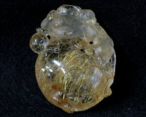 【スーパーDEAL】 ゴールドルチルクォーツ 彫刻品 天然石 金針水晶 ゴールドルチル タイチンルチルクォーツ 貔貅彫り 究極品 ゴールドルチル貔貅 ヒキュウ パワーストーン 針水晶 ルチル 貔