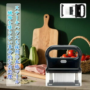 取り外し可48本刃肉筋切り器ミートテンダライザー肉たたきニクサスプロステンレス製ジャカード保護カバー付きキッチン肉刺しお肉を柔らかく錆びにくいステーキかつどん調理小道具キッ