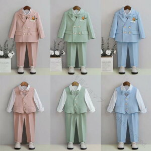 子供スーツ 男の子 スーツ フォーマル ベビー 送料無料 子供タキシード ジャケット ベスト シャツ 蝶ネクタイ ズボン 飾り物 赤ちゃんスーツ キッズ ベビー 80 90 100 110 120 130 140 150 おしゃれで