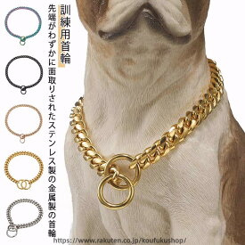 犬 首輪 ステンレス チェーン 引っ張り しつけ用 訓練 トレーニング 大型犬 簡単装着 中型犬 ベルジアン・マリノア ゴールデンレトリバー ロットワイラー 柴犬 訓練用首輪 犬用品 お散歩グッズ ペット用品
