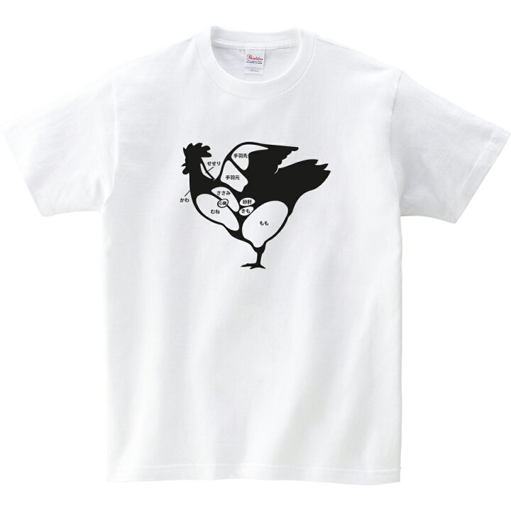 楽天市場 Koufukuya 鶏肉部位イラストtシャツ 男女兼用 オールシーズン 綿100 全4色 140cm 160cm S Xl お肉の部位シリーズ Am64 送料込 送料無料 おもしろtシャツ プレゼント幸服屋
