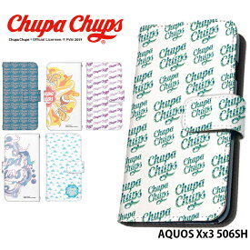スマホケース AQUOS Xx3 506SH 手帳型 ケース アクオス デザイン チュッパチャプス Chupa Chups ストラップホルダー