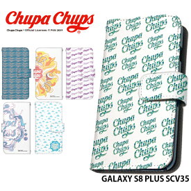 スマホケース GALAXY S8 PLUS SCV35 手帳型 ケース ギャラクシー au デザイン チュッパチャプス Chupa Chups ストラップホルダー