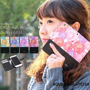 AQUOS wish A103SH �P�[�X �蒠�^ �A�N�I�X �E�B�b�V�� �J�o�[ �X�}�z�P�[�X �f�U�C�� �x���g�Ȃ� Mimi rose �X�g���b�v�z���_�[
