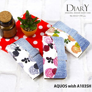 AQUOS wish A103SH �P�[�X �蒠�^ �A�N�I�X �E�B�b�V�� �J�o�[ �X�}�z�P�[�X �f�U�C�� �x���g�Ȃ� ���[�Y�f�j�� �X�g���b�v�z���_�[