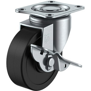 ユーエイキャスター プレート式 自在 キャスター 導電ゴム 車輪径75mm ストッパー付き Sタイプ SG-S型 取付寸法55×42 (1個) 品番:SG-75RHES