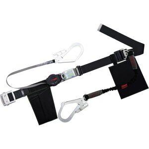 ツヨロン 藤井電工 胴ベルト型墜落制止用器具(巻取タイプ)補助ロープ2丁掛け仕様 ロック機構付き 黒 Lサイズ (1本) 品番:TBORL2593NVBLKBKLBP