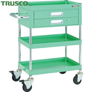 トラスコ TRUSCO ツールワゴン ファルコンワゴン750X500 2段引出付 ゴム車輪 ヤンググリーン (1台) 品番:FAW-973X-YG