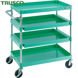 トラスコ TRUSCO ツールワゴン フェニックスワゴン 省音 750X500 4段 スライド2段付 ヤンググリーン (1台) 品番:PEW-972M2-YG