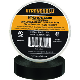ストロングホールド StrongHoldビニールテープ 耐熱・耐寒・難燃 プロ仕様グレード 黒 幅19.1mm 長さ20m ST43-075-66BK (1巻) 品番：ST43-075-66BK